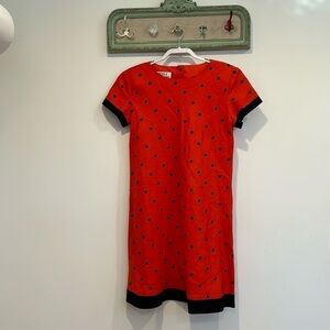 Vintage 90s chetta B ladybug red black dot embroidered mini dress size 10